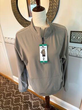 New XL womens Quarter-Zip Pullover athletic ribbed top stretch new